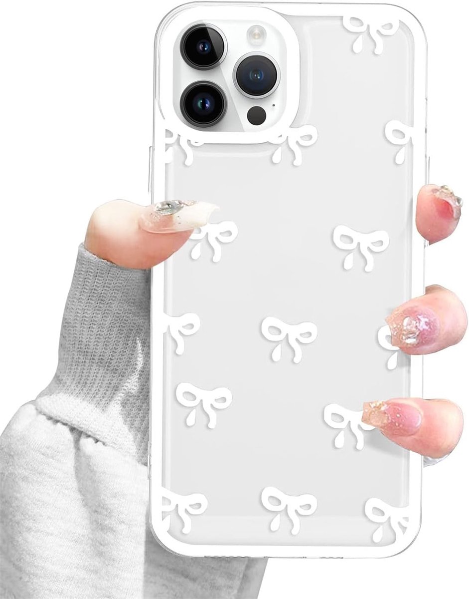 Compatibel met iPhone 12 Mini, schattig strikdesign, esthetisch patroon, beschermhoes TPU bumper voor vrouwen en meisjes, anti-kras, stootvaste hoes voor iPhone 12 Mini, wit