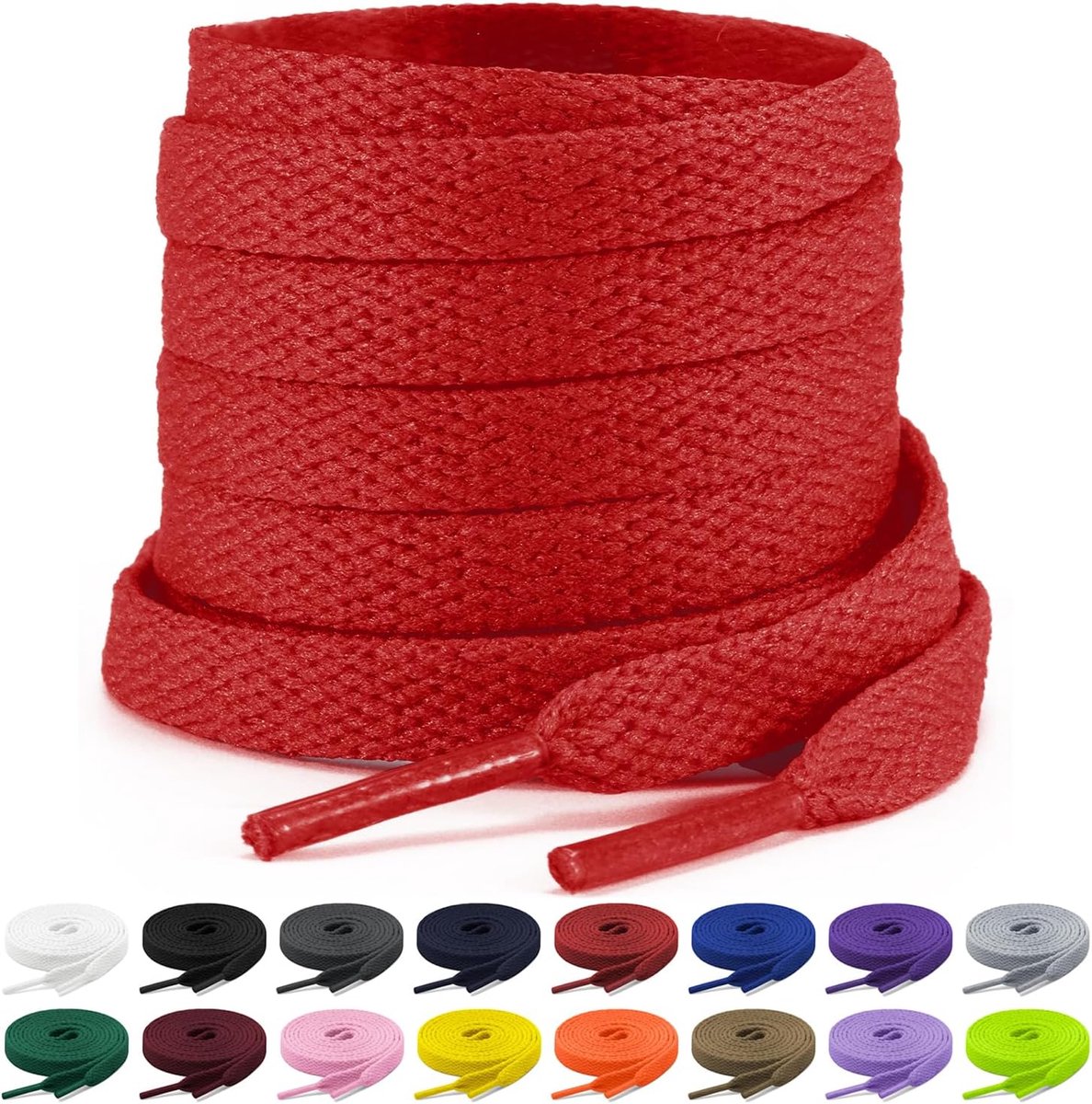 2 paar platte veters, 8 mm brede veters, platte veters, vervangende schoenveters voor sportschoenen, hardlopen, volwassenen, kinderen, polyester