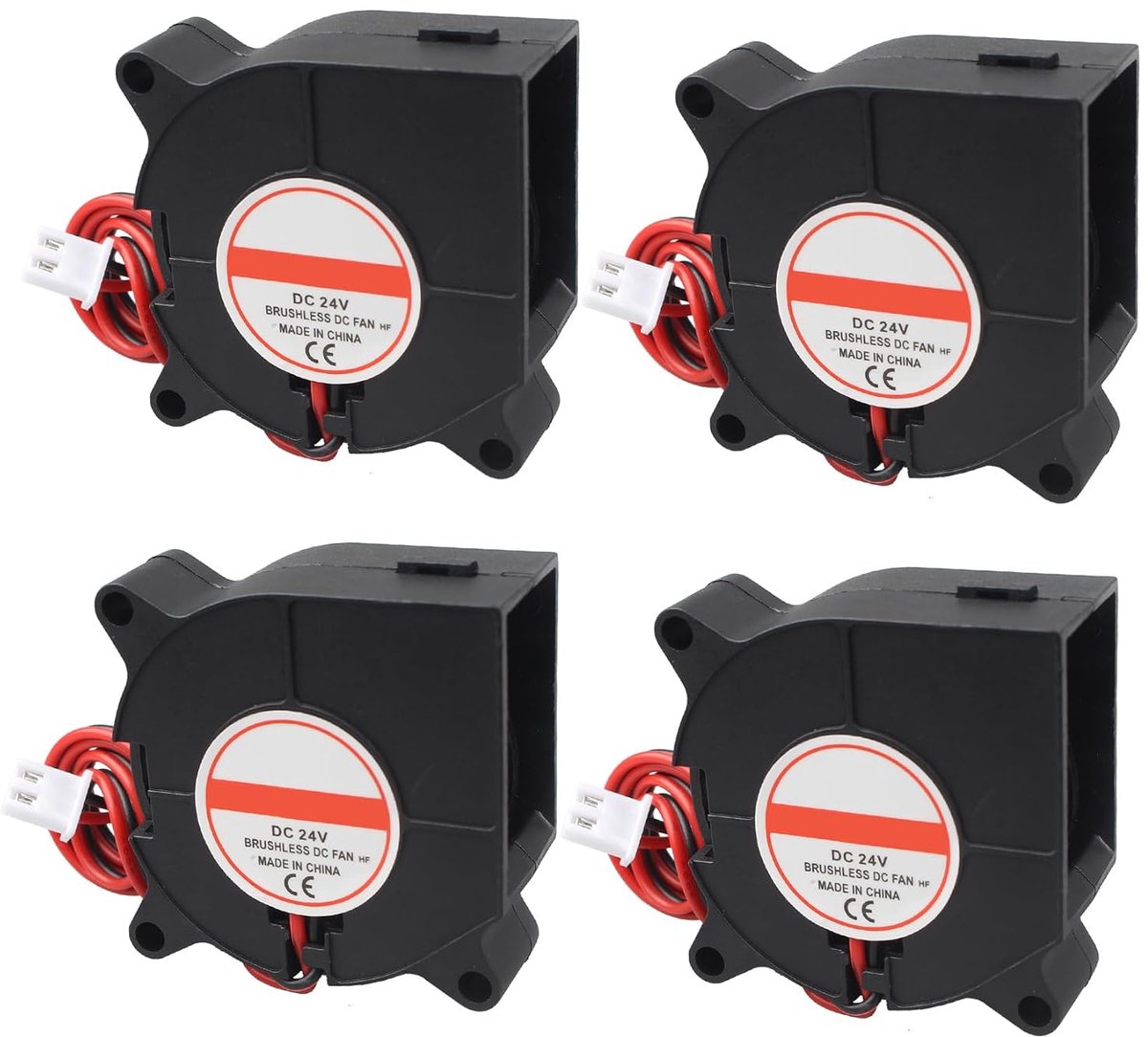 4 stuks 3D-printerventilator DC 24V 4020 borstelloze stille koelventilator 40x40x20mm hydraulische turbo ventilator met 2-pins aansluiting voor Makerbot Ender 3 RepRap i3 CR-10 3D-printer