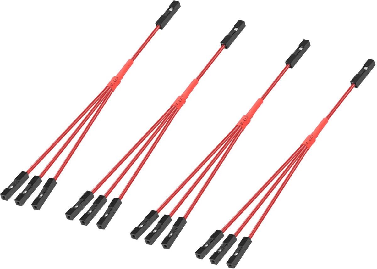GINTOOYUN Jumper Cable, 4 Pack, 24 AWG, 1 to 3, Red, 1 Bus to 3 Female, 2.54 mm DuPont Cable for Breadboard and - ShopVlot
