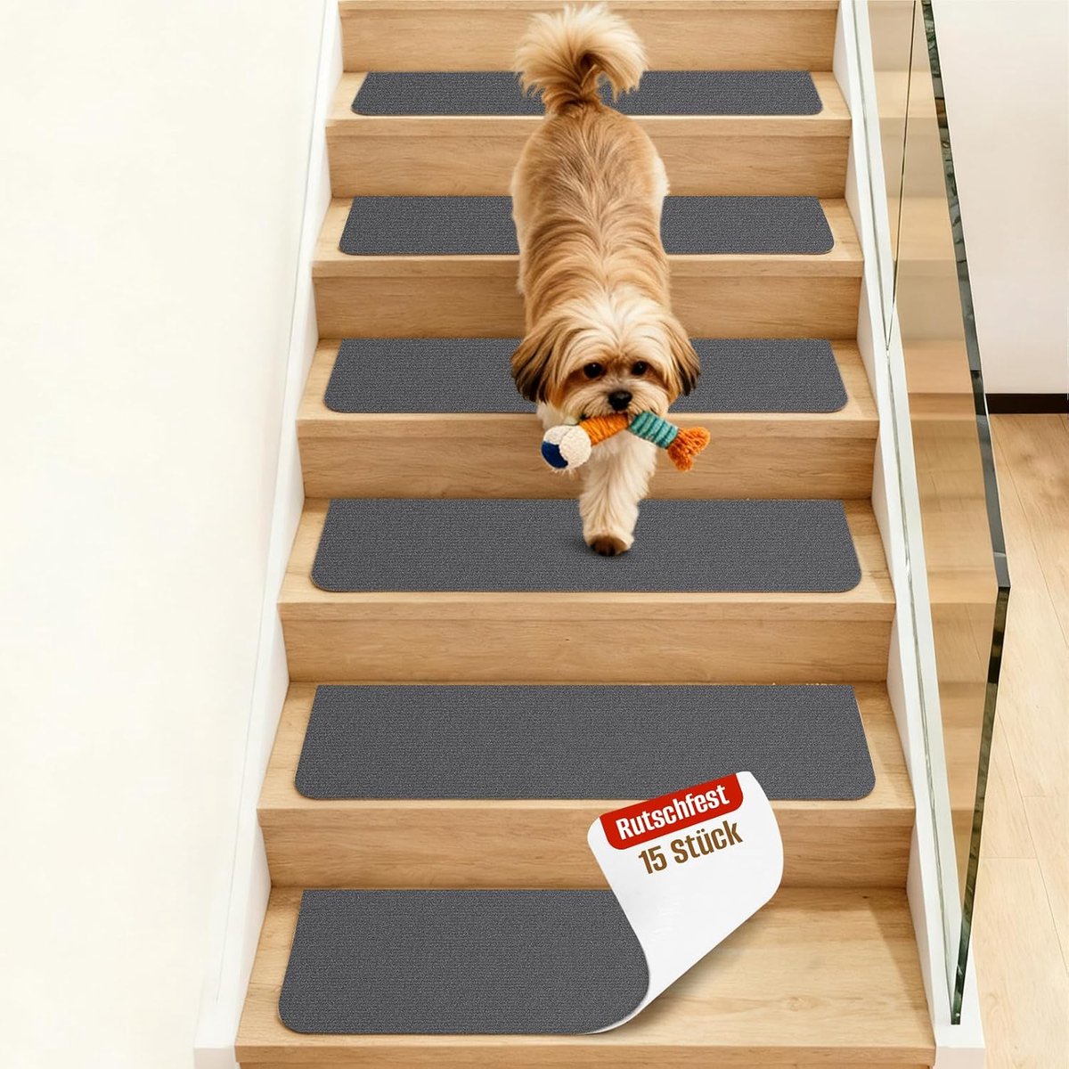 Stair Mats, Self-Adhesive Non-Slip Stair Rug, 15 Pieces, Stair Protection Mats for Indoor Stair Protection Mat, Ideal - ShopVlot