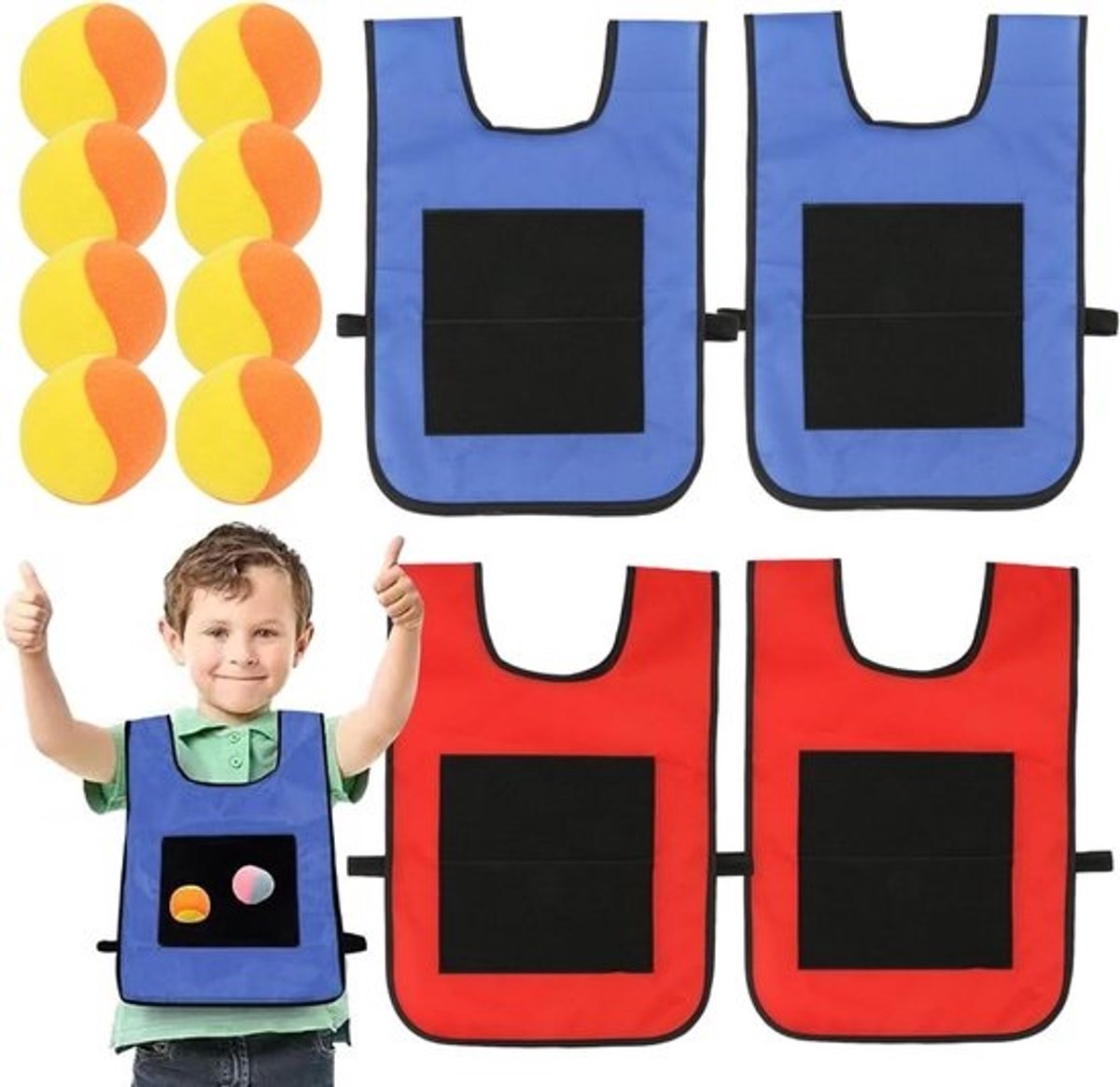 Ballenset met vest - Werpspel - Voor buiten spelen - Sterke hechting - 4 sets - Meerdere kleuren