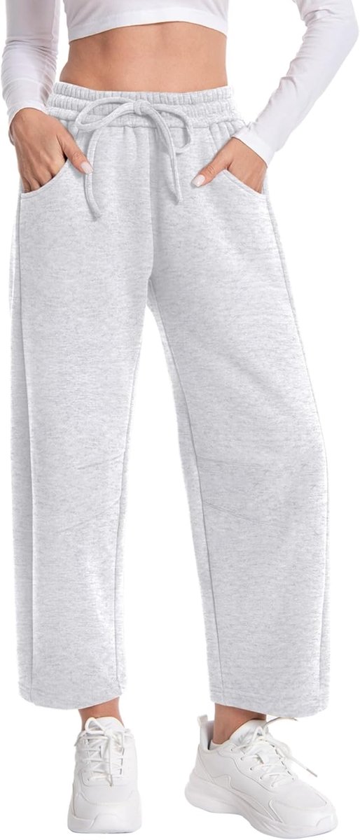 Sweatpants voor dames, casual, baggy, trekkoord, joggingbroek, loungebroek, elastische taille, brede pijpen, broek met zakken