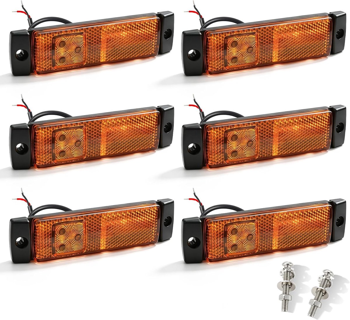 Led-zijmarkeringslampen, set van 6 stuks, 12 V/24 V, ECE R91/R148 gecertificeerd, IP67 waterdicht, voor aanhangers, vrachtwagens, caravans, landbouwmachines