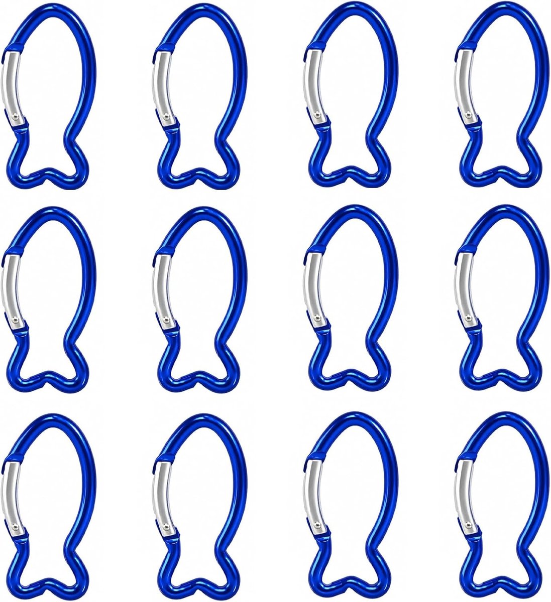Hoogzichtbare Carabiners Set van 12 voor Camping en Wandelen, Stevige Aluminium Haak voor Rugzakken met Eenvoudige One-Hand Bevestiging