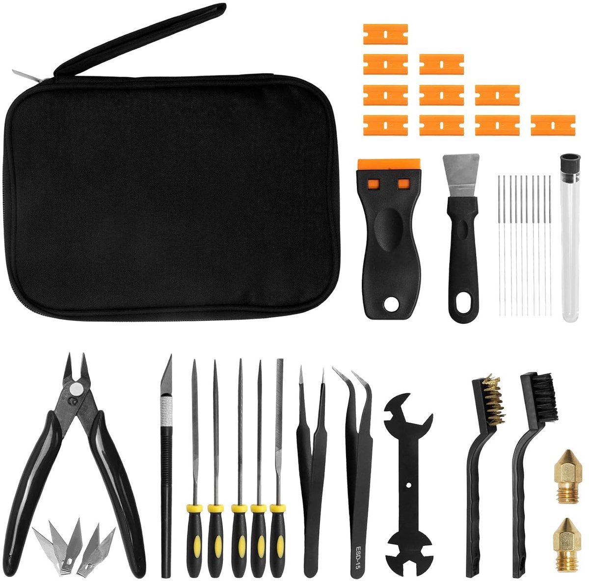 34-piece 3D printer tool set, accessories for all FDM/SLA printers, includes nozzle cleaner, scraper, finishing tools - ShopVlot