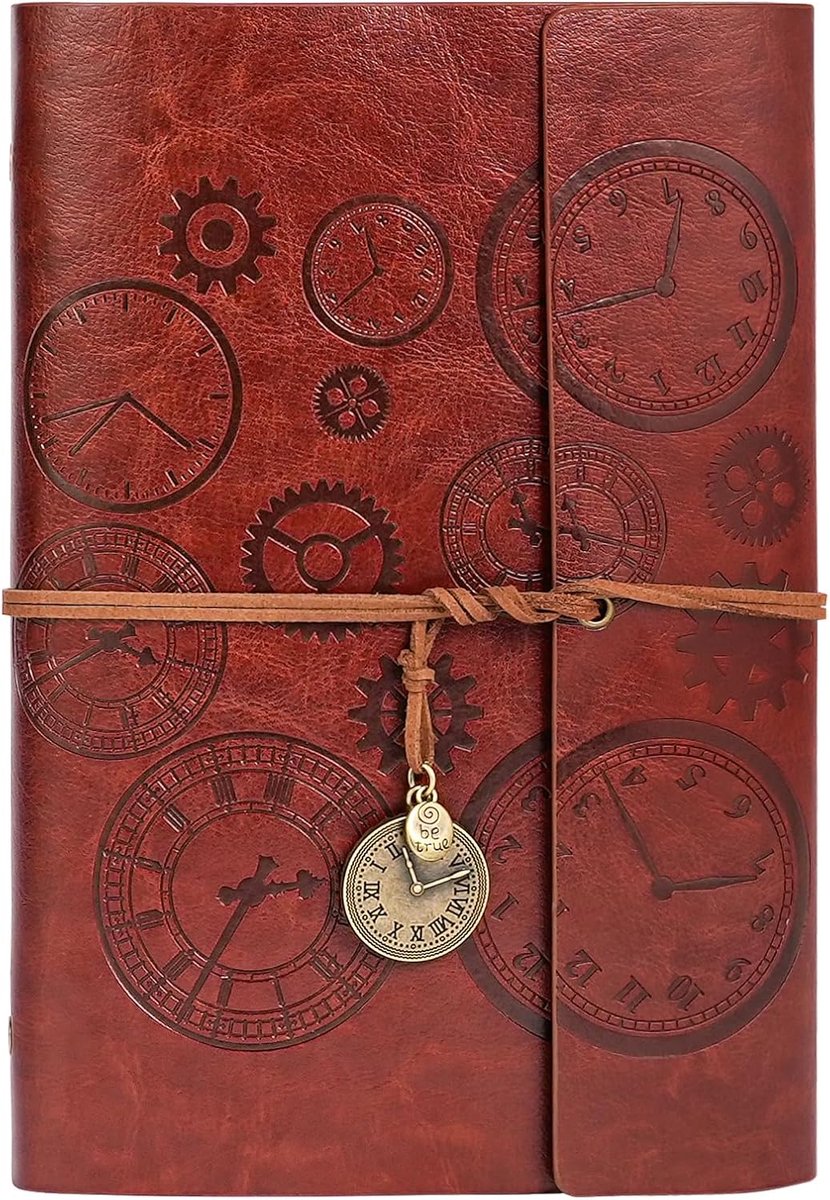 SnelShoppen - PU Leather Notitieboek A5, Herbruikbaar Notitieboek met Lijnpagina's, Spiral Binding, 160 Pagina's, Reizen, Cadeau voor Jongens en Meisj