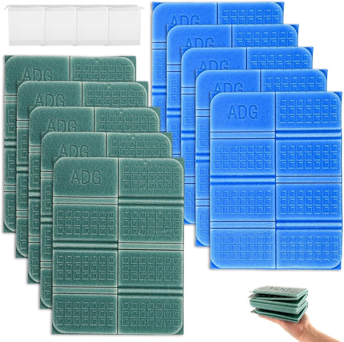 Set van 10 Opvouwbare Zitkussens voor Buiten, Comfortabel en Weerbestendig, 38 x 28 cm met Opbergzakken