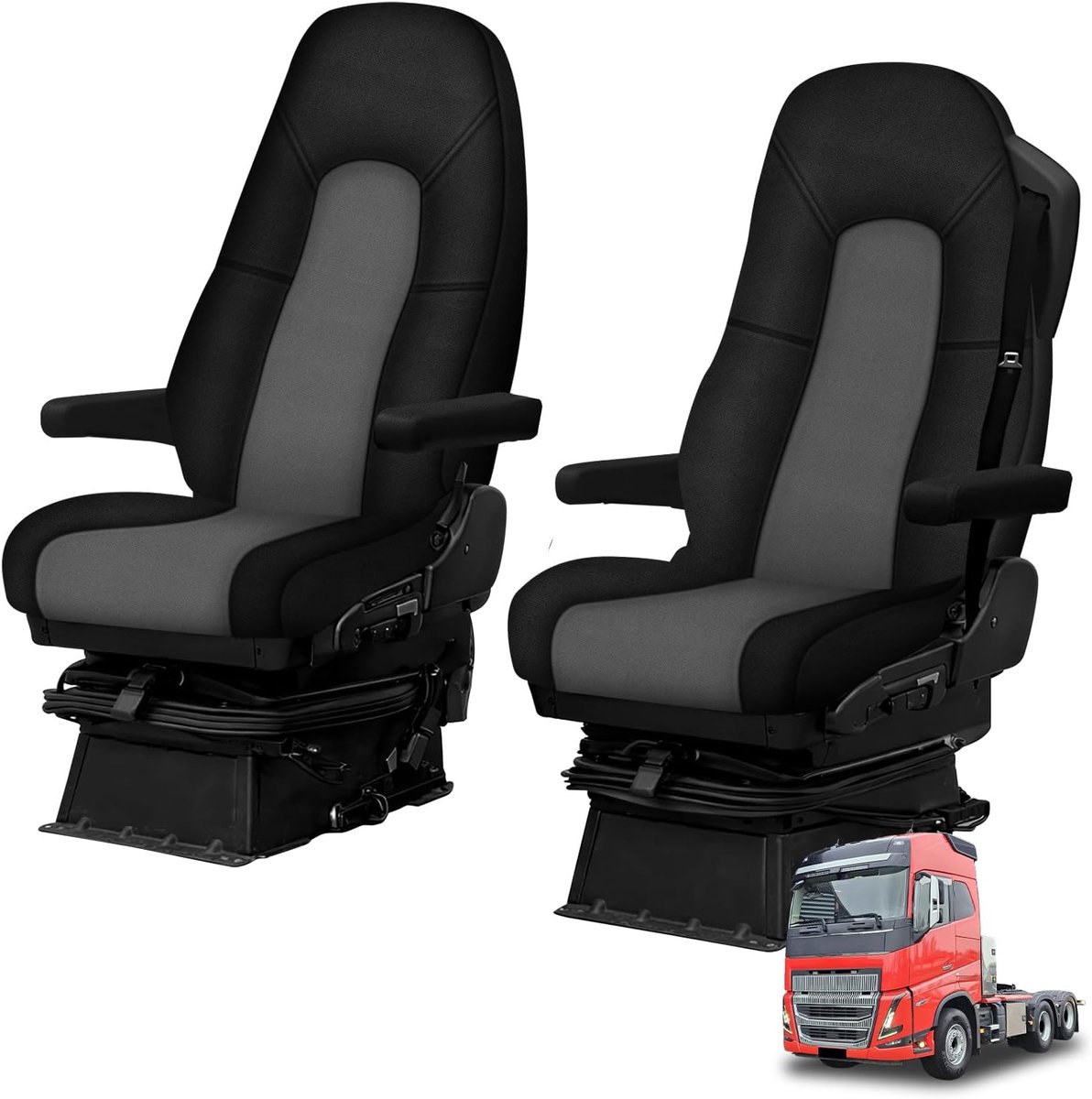 SnelShoppen - Seatcovers Auto voor Volvo FH, FH16 (2013+) - Stoelbeschermers Neopreen - Comfortabel en Stijlvol - Voor Voorstoelen - Zwart