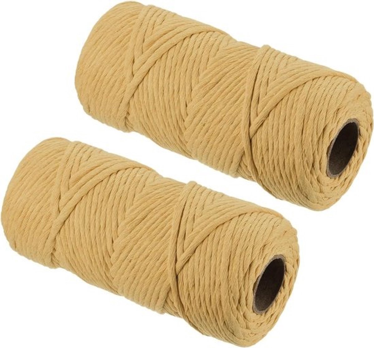 Gevlochten katoenen touw - Ambachtelijk garen - Decoratief ophangen - Hoge treksterkte - 2 x 100 m - Bruin geel