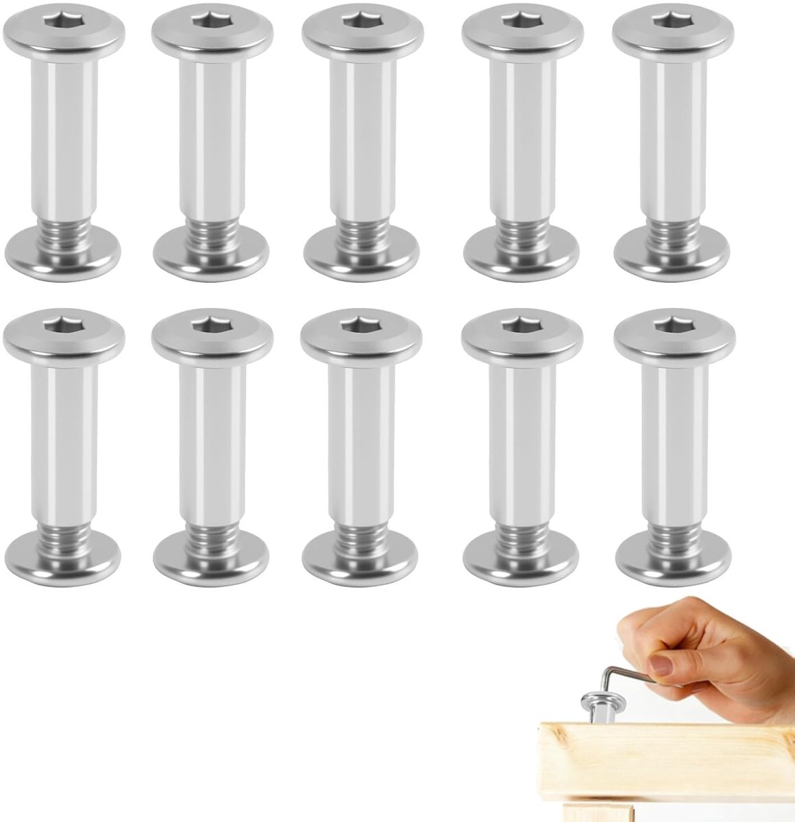 10 stuks verbindingsschroeven M5 x 16 mm met dopmoer, meubelschroeven van roestvrij staal A2 (V2A) voor kasten - ShopVlot