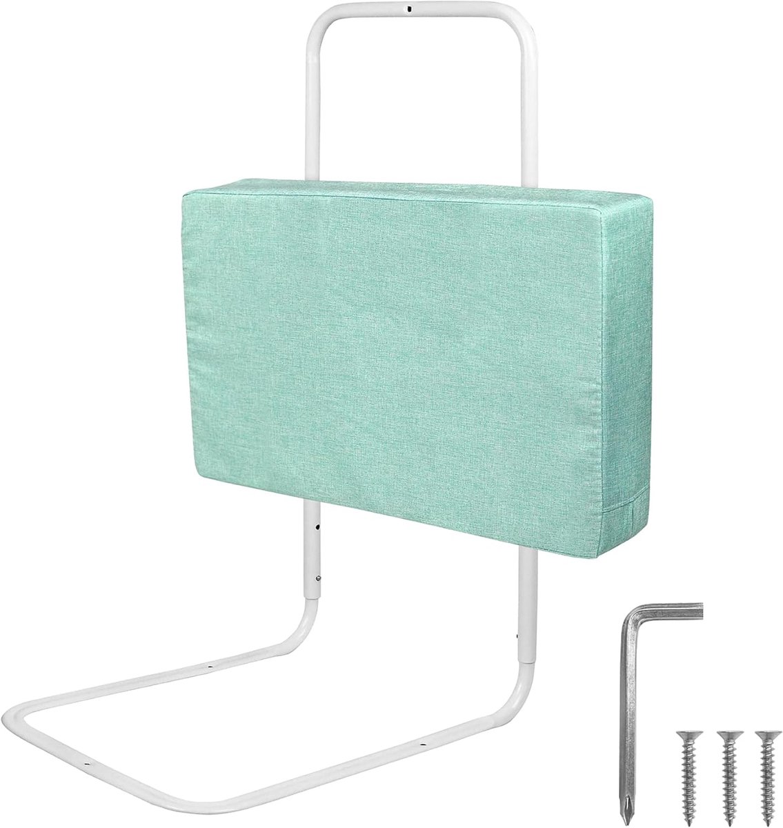 50cm Uitvalbeveiliging Softpack Kinderbedbeschermer Draagbaar Bedhek in Hoogte Verstelbaar Kinderhek Baby Bedhekje Bedrandbeschermer voor Kinderbedje (Zeegroen)