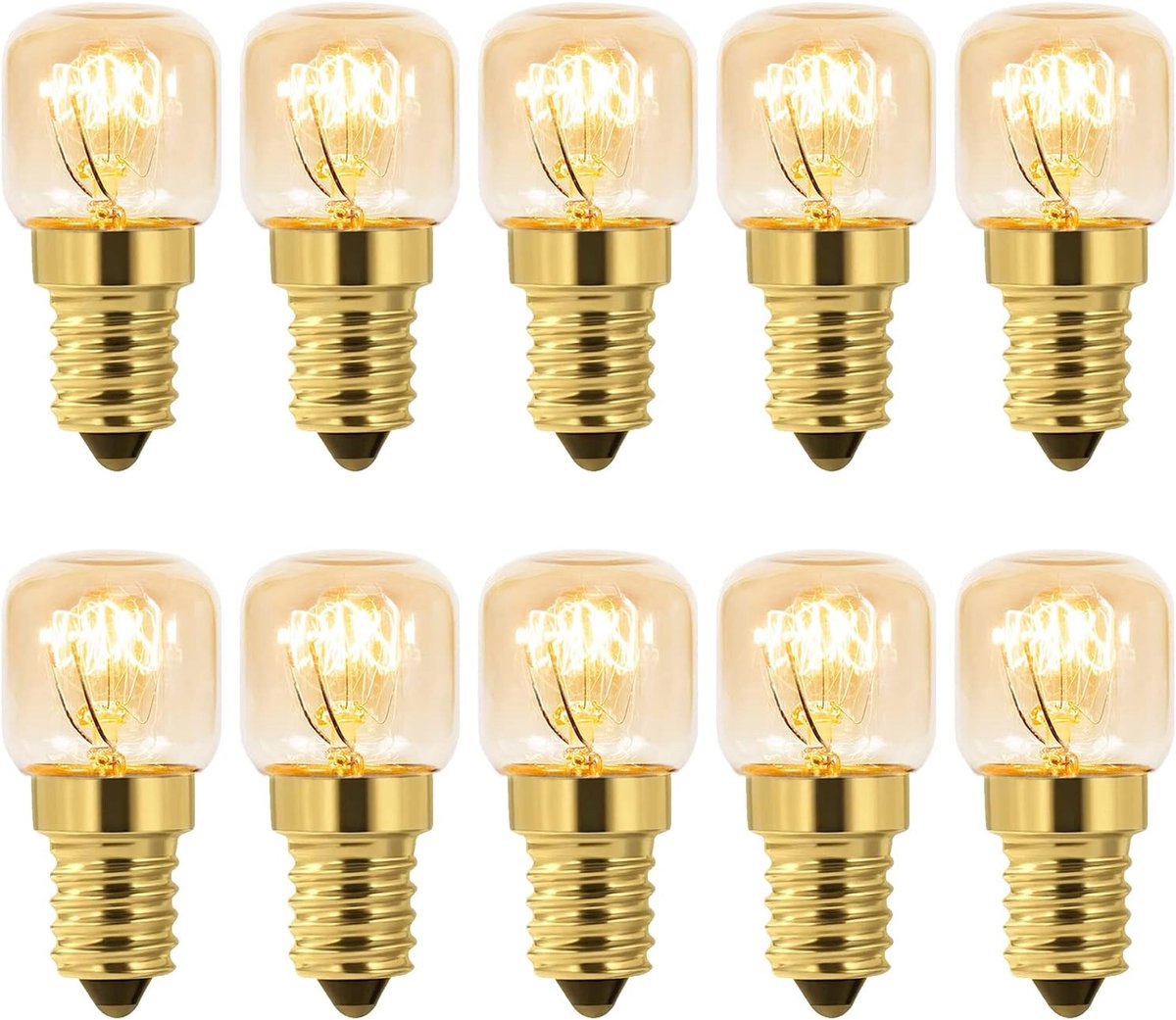 Ovenlamp Dimbaar, T22 Zoutlamp, SES E14 Oven Lamp, 2700K Warmwit, 80 Lumen, Hittebestendig tot 300 Graden, voor Oven, Grilloven, Zoutlamp, Magnetron, Koelkast, 10 Stuks