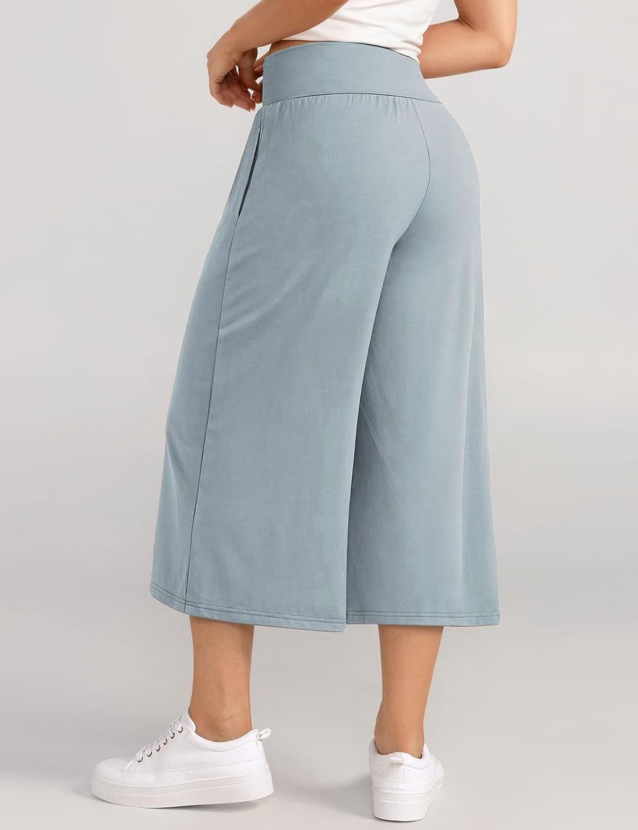 3/4 Culotte broek vrijetijdsbroek outdoor lichte sportbroek losse trainingsbroek indoor yogabroek brede pijpen elastische tailleband zak voor casual, yoga, fitness
