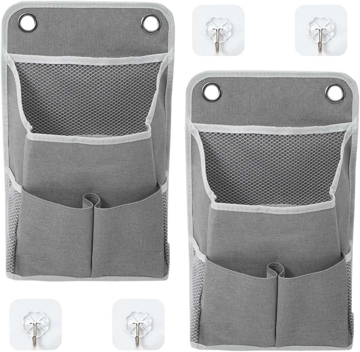 2 stuks hangorganizers grijs met 4 haken camping hangrek