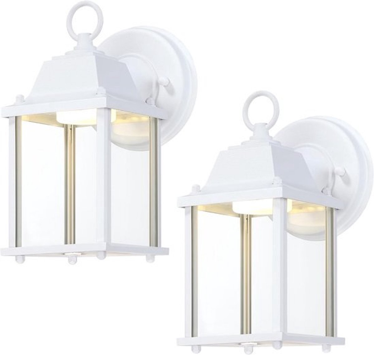 Buiten led-wandlamp 9,5 W - 800 lumen - Aluminium en glas - Matte witte afwerking - 2-pack