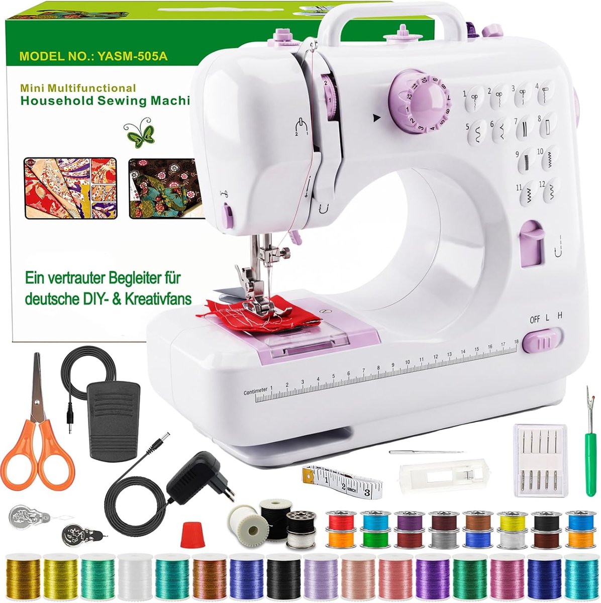 Elektrische naaimachine voor beginners, met 46-delige