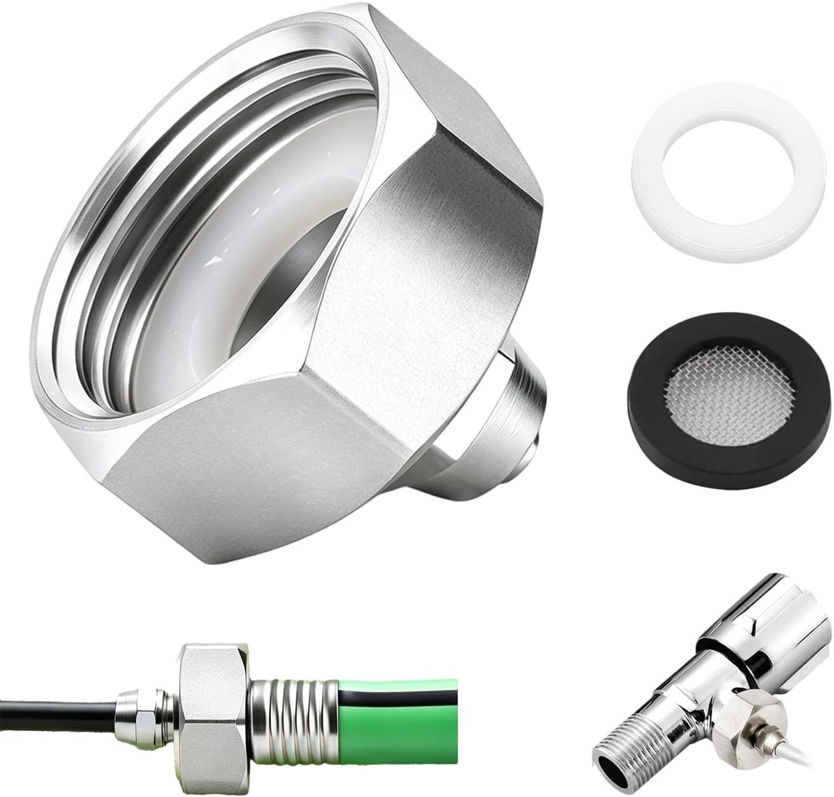Waterfilteradapter messing vernikkeld 3/4 inch binnendraad naar 1/4 inch buitendraad met afdichting waterdispenser accessoires