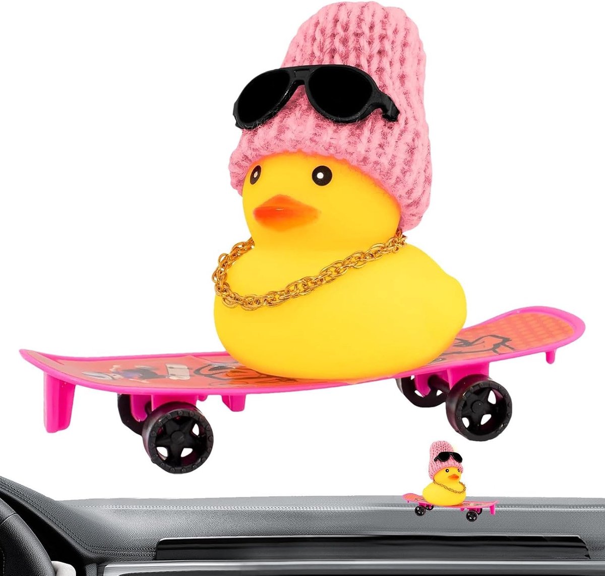 Vogeldashboarddecoraties Tafeldecoratie, | Rubber vogel auto-ornamenten met hoed ketting zonnebril voor auto, huis, tafeldecoratie,