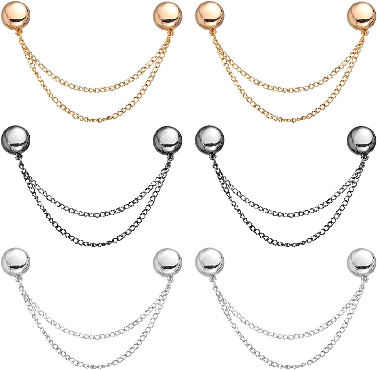 Lasuroa 12st Magnetische Kledingclips met Ketting(3 Kleuren, Ronde Stijl)