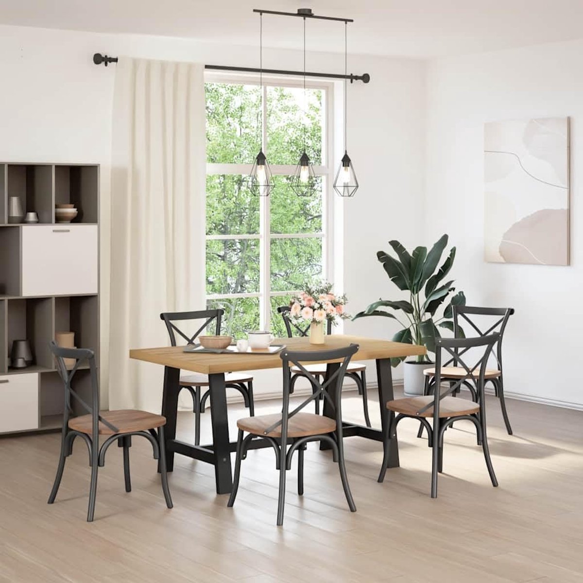 Grenenhout A vormige poten Eettafel 160x90x75 cm naturel