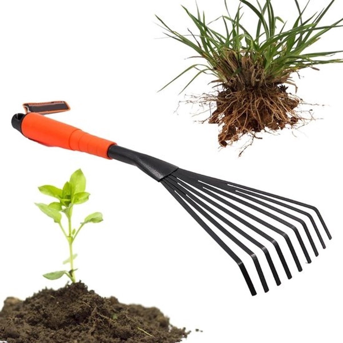 Handhark voor de tuin - Kleine klauw - Voor onderhoud van bloembedden - Ergonomische grip - 40 cm - Zwart