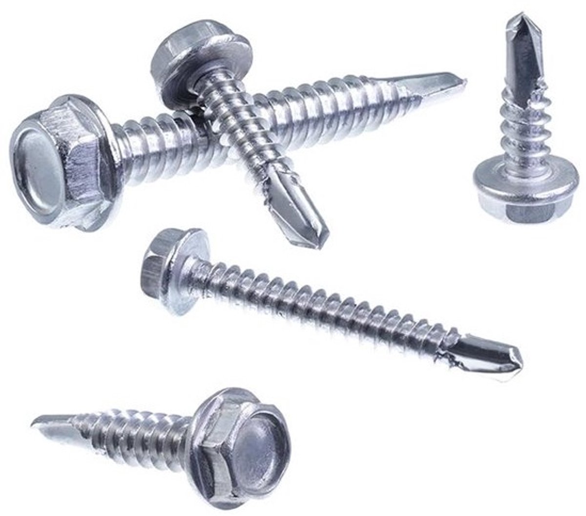 Plaatschroef met zeskantkop - Metaalschroef met boorpunt - Voor metaalbevestiging - Roestvrij staal A2 - 63 x 50 mm - Zilver