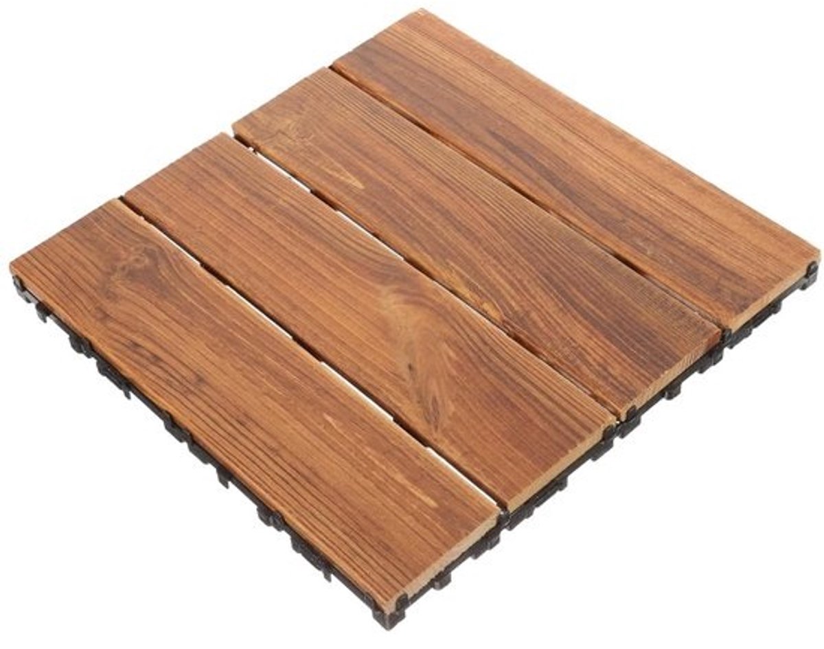 Houten terrastegels - Balkonvloer - Tuintdecoratie - In elkaar grijpend ontwerp - 29 x 29 cm - Koffie