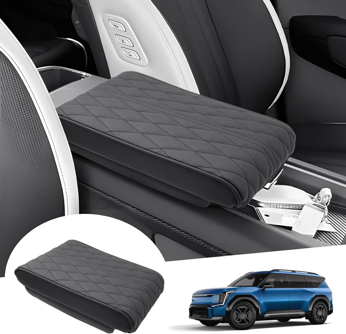 GAFAT EV9 GT-Line 2024 2025 Center Armrest Cover Center Console Armrest Protection PU Leather Cushion 4.5cm Sponge - ShopVlot