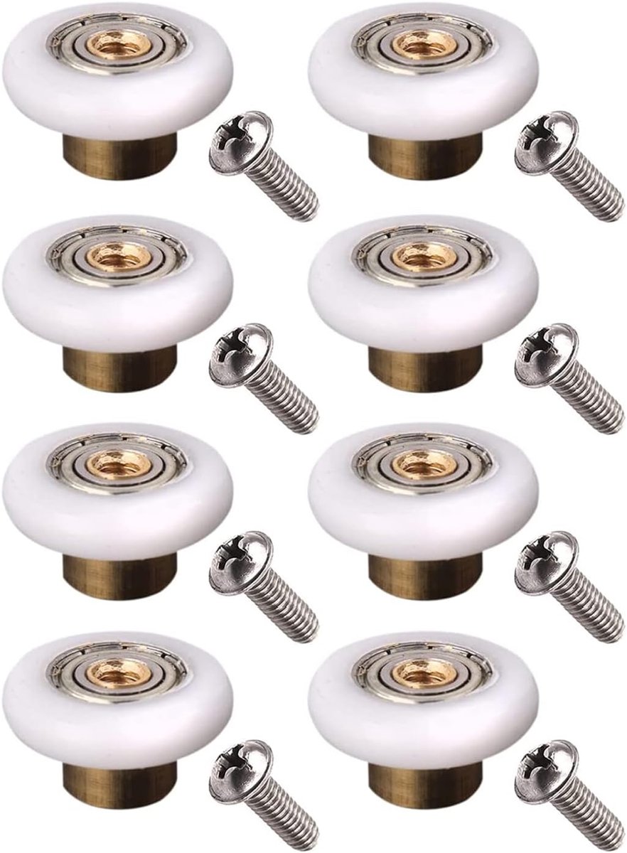 YUANQIAN Shower Door Wheels Diameter 19 mm White 19 mm x 5 mm (Stainless Steel Ball 8 Pieces with Screw), Copper, 8 - ShopVlot