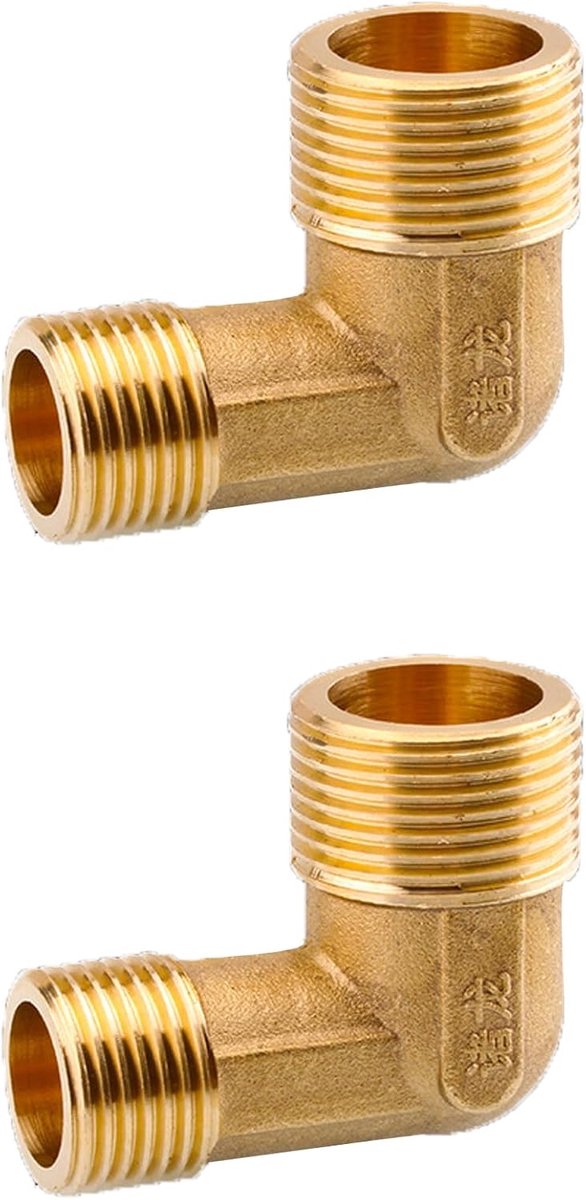 2 pieces, 90° brass angle, G3/4 brass angle, female thread 25mm x male thread 20mm, corner piece for tap, radiator - ShopVlot