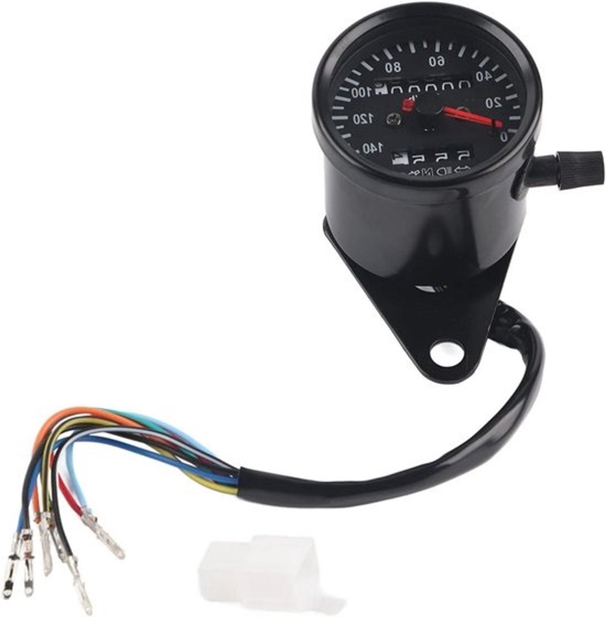 Kilometerteller voor motorfiets - Snelheidsmeter met ledverlichting - Dubbele kilometertellerset voor cafe racer - 12V-meterkit