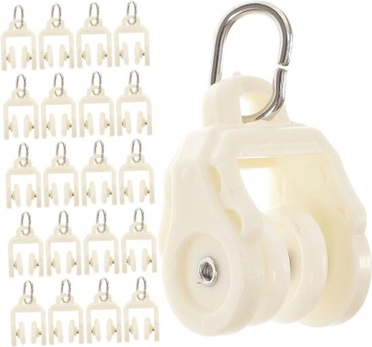 Gordijnrollers - Glijders met haken - Voor raamafwerking - Soepele beweging - 50 stuks - Wit