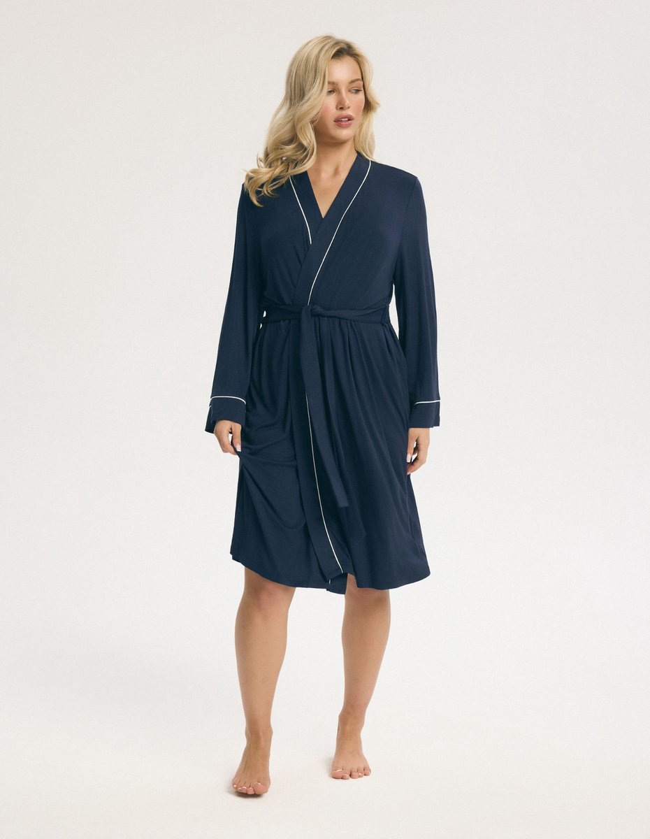ESOTIQ Patrice - Damesbadjas - Viscose - Marineblauw