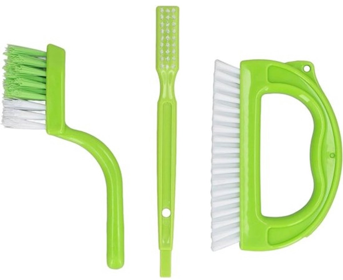 Voegenborstel Set - Tegelborstel Reiniger - Naden Schoonmaken - Ergonomisch Antislip Handvat - 3 Stuks - Wit