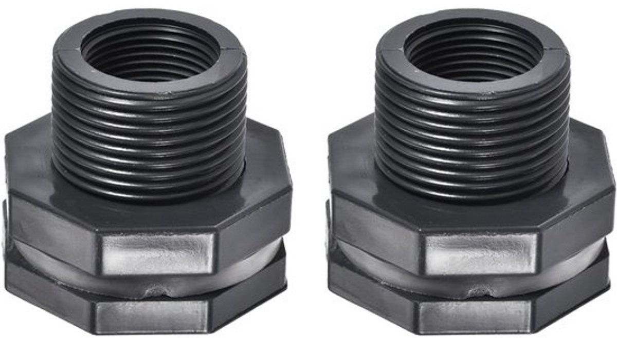 Dubbele draadverbinding voor waterreservoir met siliconenafdichting - PVC bulkhead wandfitting voor aquaria, 1.5 inch male aansluiting, duurzaam en lekvrij