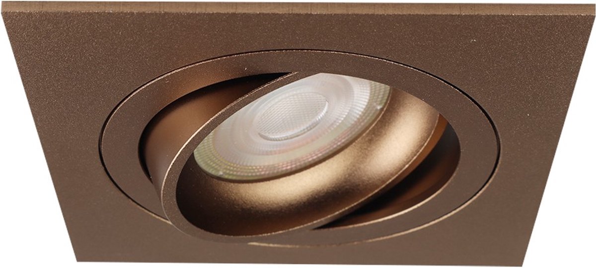 LED inbouwspot Helor vierkant brons - extra warm wit - 2 jaar garantie