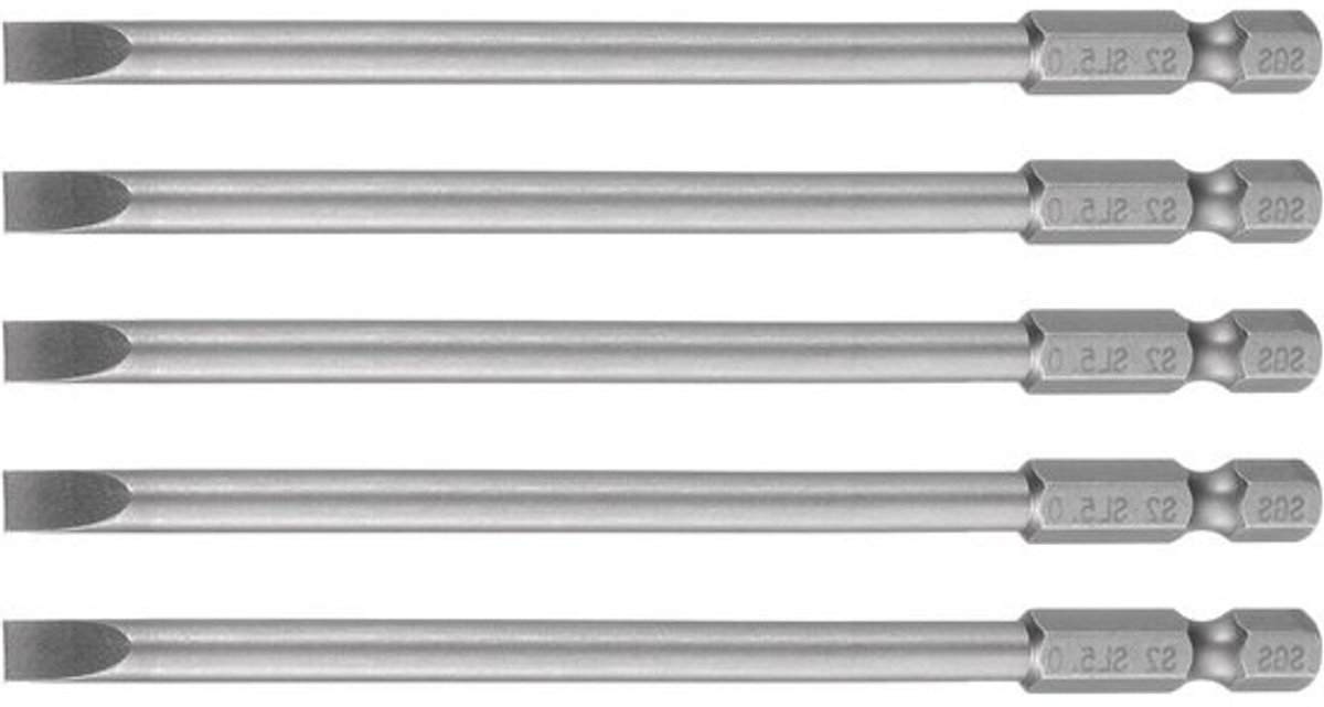 5 STKS SL4 Magnetische Slotted Schroevendraaier Bits 4mm S2 Staal Platte Kop 1/4" Hex Shank voor Precisie en Duurzaamheid in Schroefwerkzaamheden