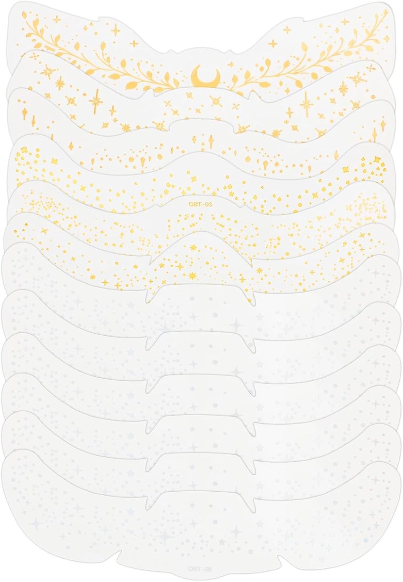 12 Stuks Glitter Sproeten Gezicht Tatoeage, Waterdichte Sprankelende Tijdelijke Gezicht Tatoeages Glitter Make-Up Patches Nep Sproeten Stickers voor Vrouwen Carnaval Party (Goud & Kleurrijk)