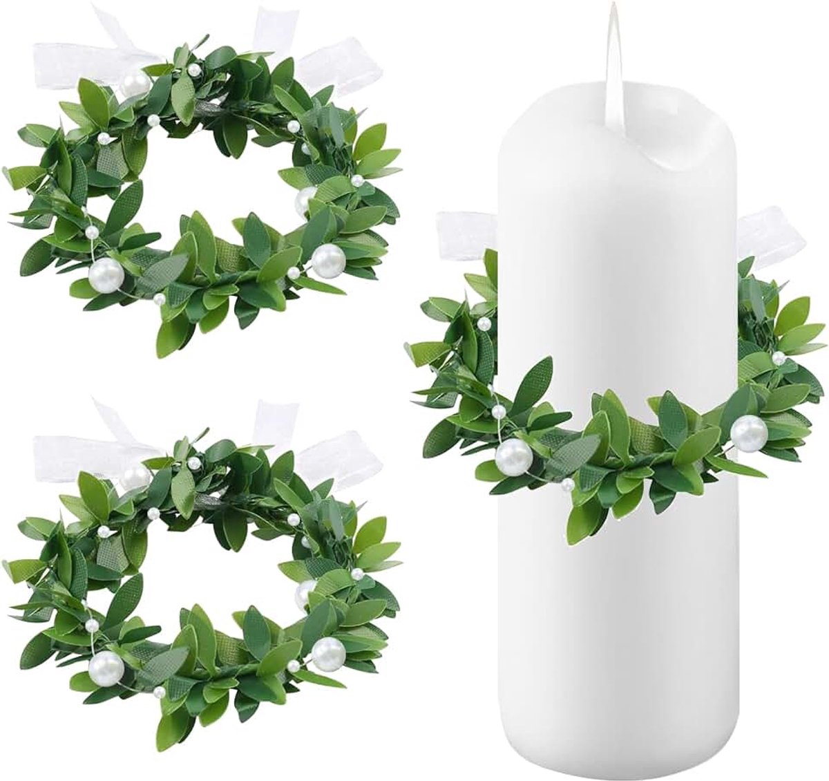 2 stuks druppelbescherming voor doopkaarsen, communiekaarsen, witte kaarsen, druppelbescherming, communiekaars, kaarsenaccessoires voor communie, doop, bruiloft en religieuze feesten (kleine parel)