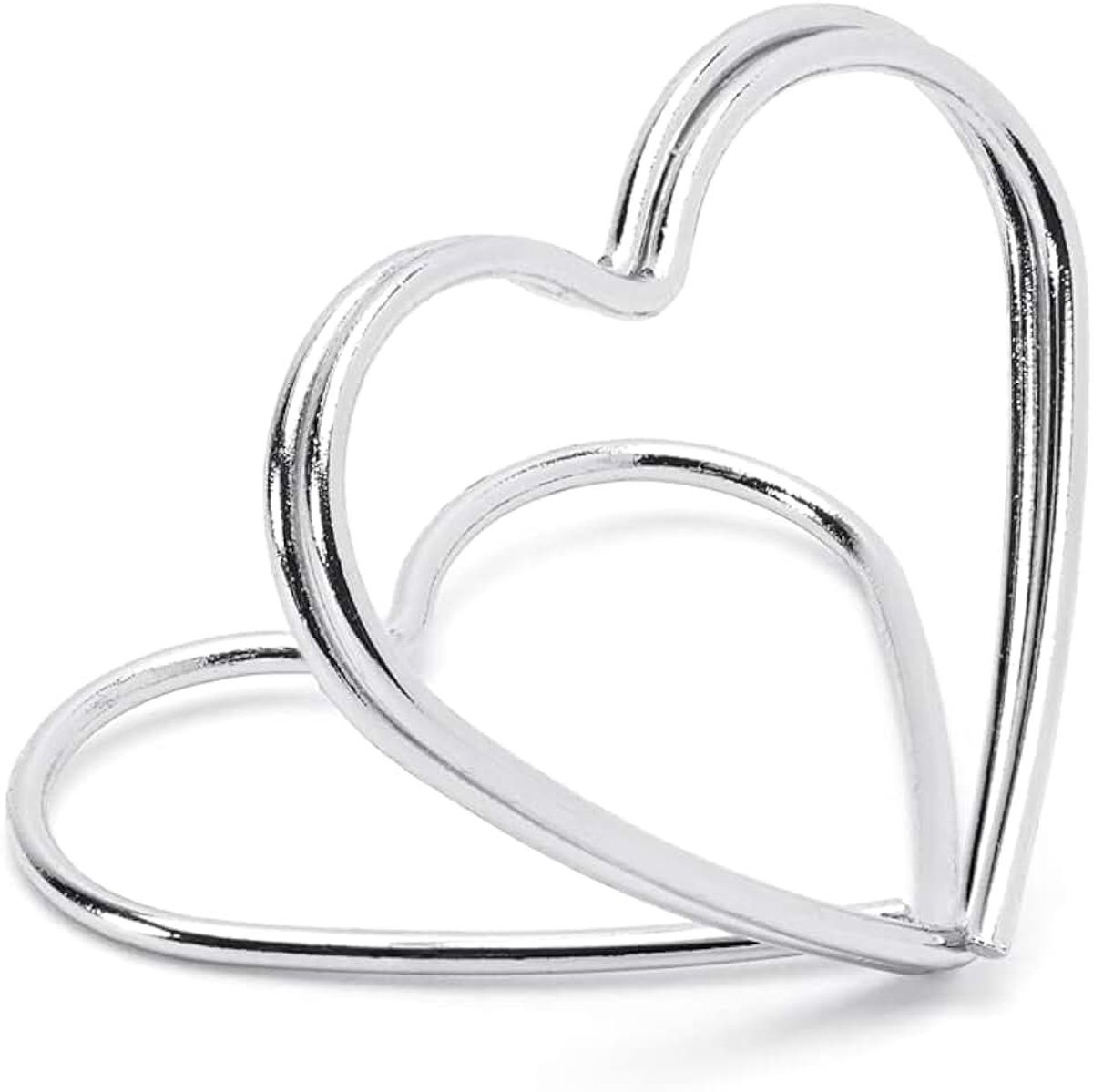 Kaarthouder zitplaats - 10 stuks harten zilver 2,5 cm - bruiloft tafelkaarthouder, hart plaatskaarthouder, memohouder voor evenementen, bruiloft, verjaardag, restaurant, decoratie