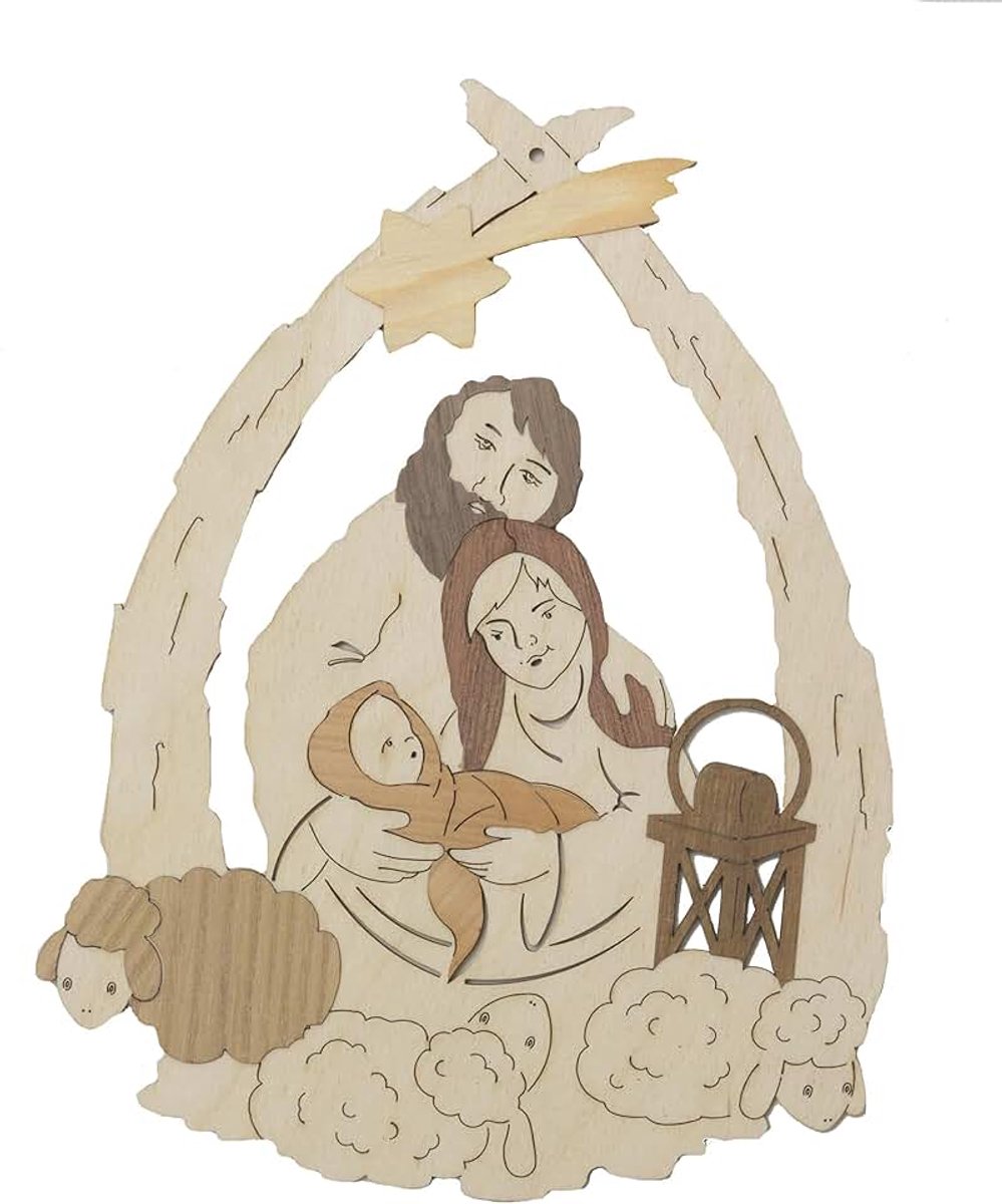 Vensterafbeeldingen - van fijn berkenmultiplex - Heilige Familie - afmetingen: 18 x 24 cm - Made in Germany