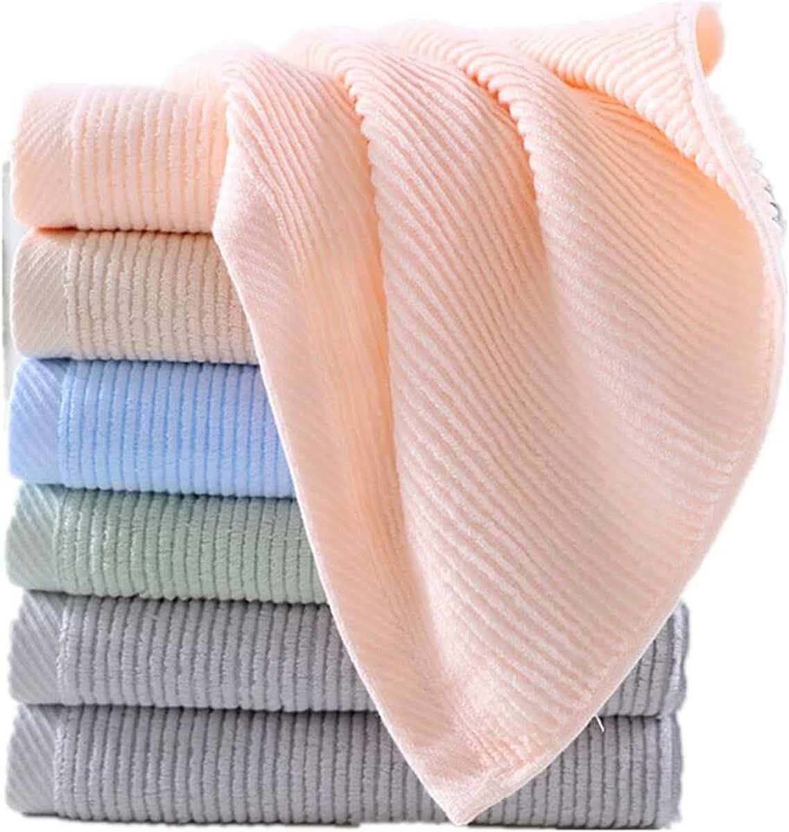 Bamboe vezel handdoek, effen kleur horizontale graan huishoudelijke bamboe houtskool gezicht handdoek, zacht en absorberend (5 stks)