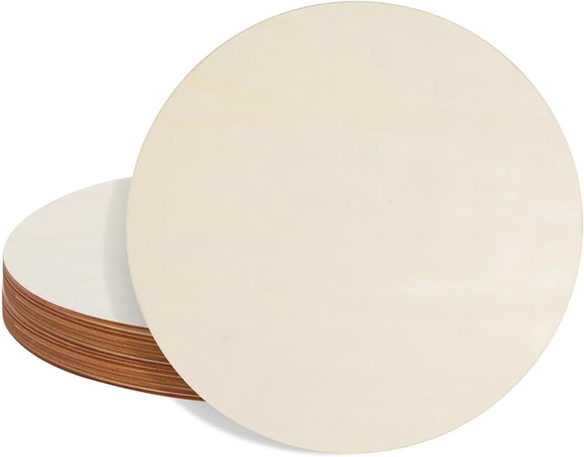 Houten cirkel - 8-pack ronde natuurlijke rustieke houten uitsparing voor huisdecoratie, DIY ambachtelijke benodigdheden, 12-inch diameter, 0,1 inch dik