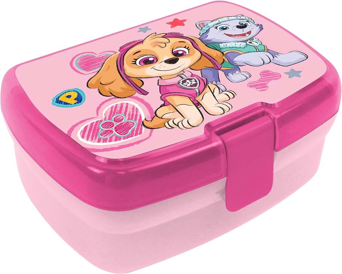 Patrol Kinderlunchbox met één vak, broodtrommel van kunststof met clipsluiting, broodtrommel voor kleuterschool, school en vrije tijd