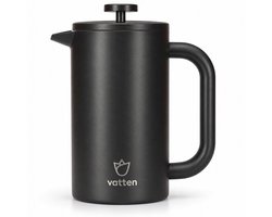Vatten® Premium RVS French Press - Zwart - 1 Liter - Dubbelwandige Koffiemaker - Cafetière