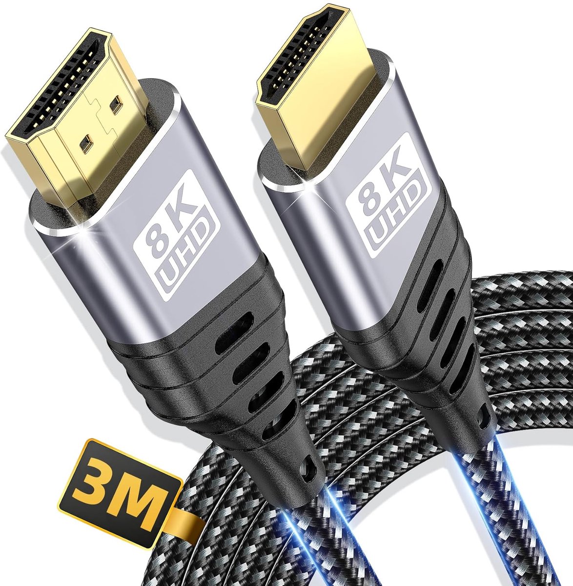 HDMI 2.1 Kabel 8K, 48 Gbit/s HDMI Kabel 3Meters voor Gaming & Thuisbioscoop, Ondersteunt 8K@60Hz 4K@120Hz 144Hz, eARC HDR, Compatibel met PS5 Xbox TV Monitor