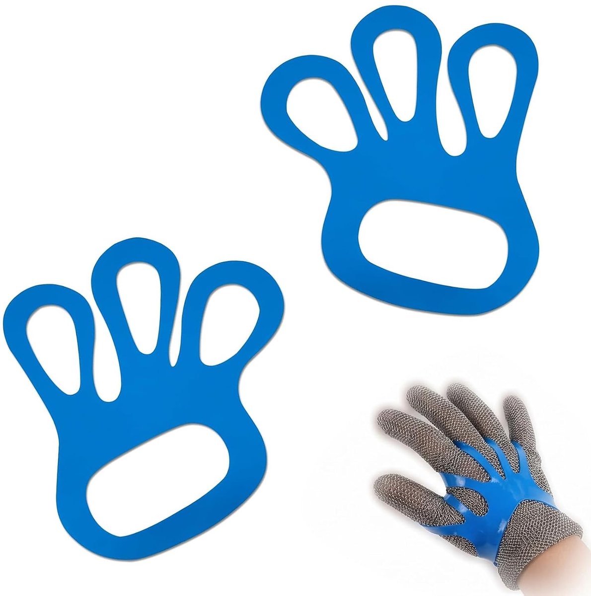 2 stuks beschermhandschoenen spanner – bevestiging voor slagerhandschoenen en oesterhandschoenen – veiligheidsaccessoires voor keuken en slagers – één maat, blauw