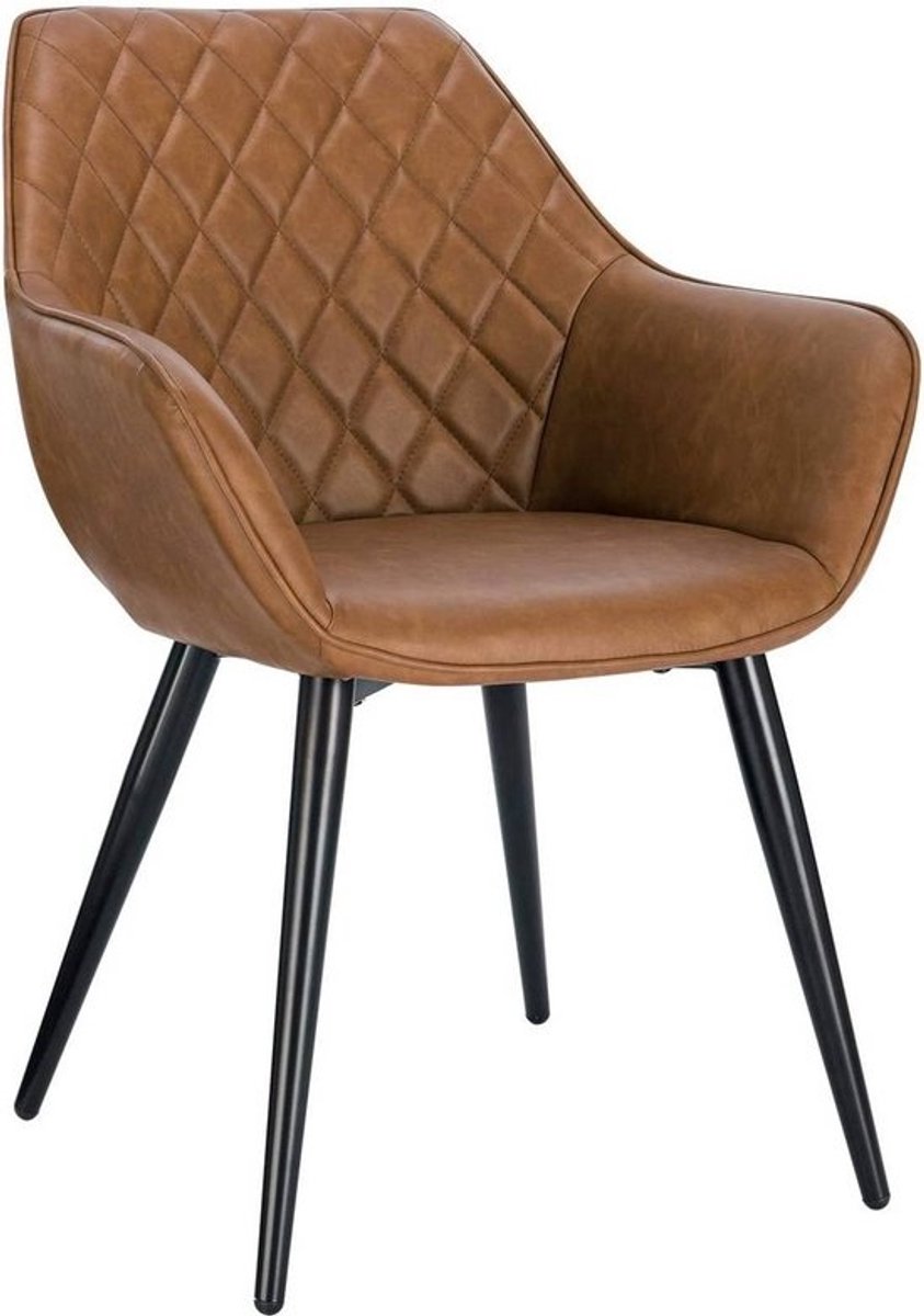 Kamyra® Ergonomische Eetkamerstoel met Armleuning - Eetkamerstoelen, Stoel, Kuipstoel, Loungestoel - Leer - Bruin