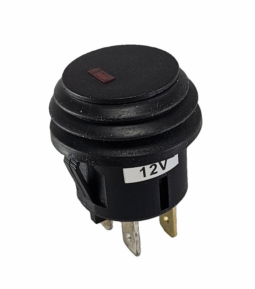 Drukknopschakelaar voor auto, 12 V, 20 A, met rode punt, led, snap-in montage in 20 mm boring, aan/uit 3-polige schakelaar voor auto's, vrachtwagens, boten ASW-29D